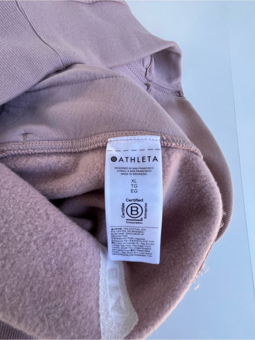 Mauve Athleta full zip fleece hoodie XL cropped - Picture 7 of 8